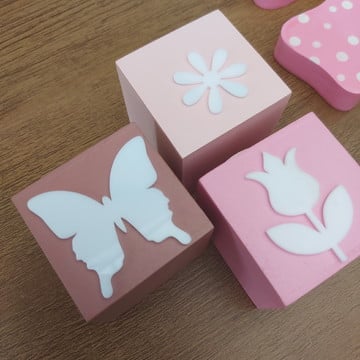 Coleção jardim encantado cubos com flores - kit com 3 un