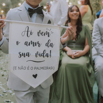 Flâmula para daminha pajem plaquinha personalizada