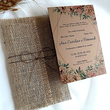 Convite casamento rustico juta kraft
