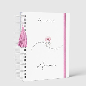Planner devocional rosa com frase personalizado com nome