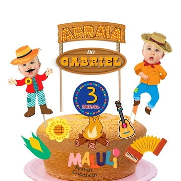 Topo de bolo personalizado festa junina com foto
