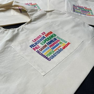 Sacola ecobag personalizada com bolso frontal com logomarca