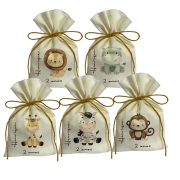 Saquinhos sacos lembrancinhas personalizado safari aquarela