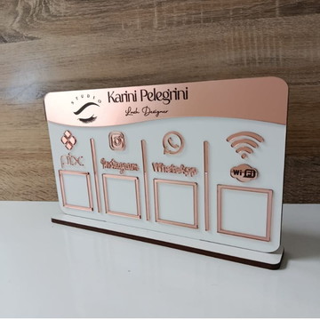 Placa pix com 4 qr code display de mesa com logo ou nome