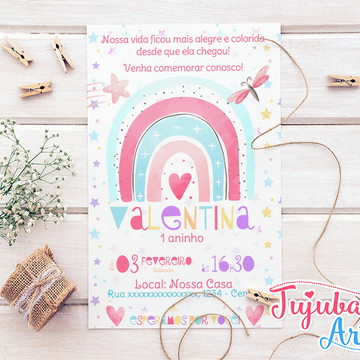 Convite arco-íris boho 10x15 com envelope branco