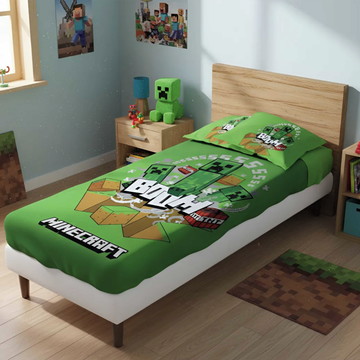 Lençol minecraft creeper solteiro c/ elástico tecido macio