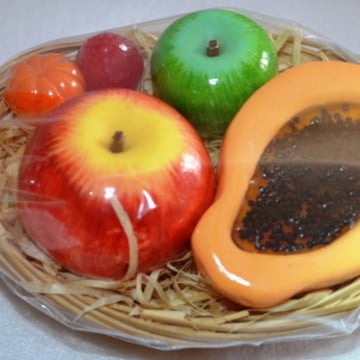 Cesta de frutas sabonete lembrancinha