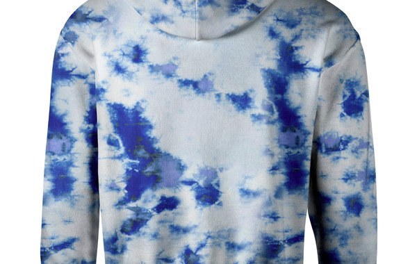 blue white tie dye moletom com capuz