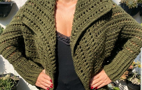 cardigan de crochê feminino