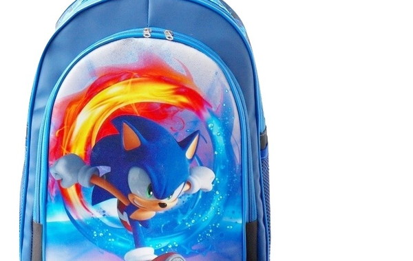 Mochila escolar multicolor do Sonic, tamanho padrão