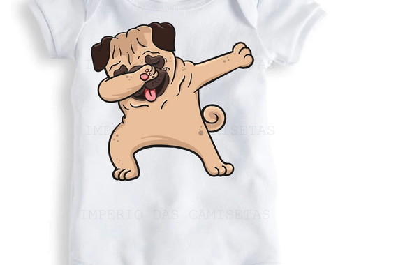 Body Infantil Bebe Branco Cachorro Pug Ref V1361 No Elo7 Malibu Tees 141eae3