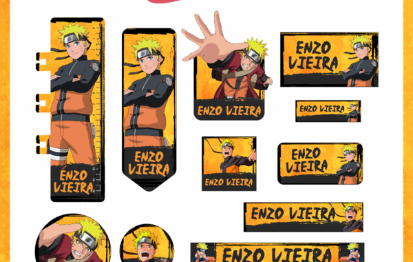 Kit Volta às Aulas Completo PERSONALIZADO - Naruto