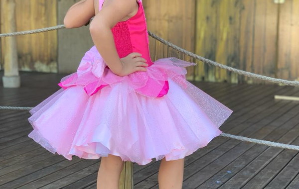 Vestido Rosa Barbie 2023 Cosplay 4 peças Traje Adulto/ Infantil