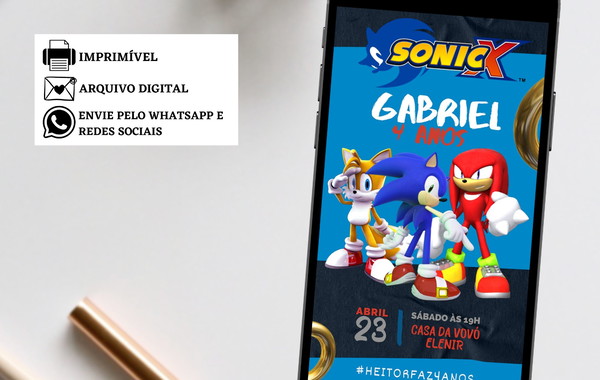 Convite virtual Sonic  Elo7 Produtos Especiais