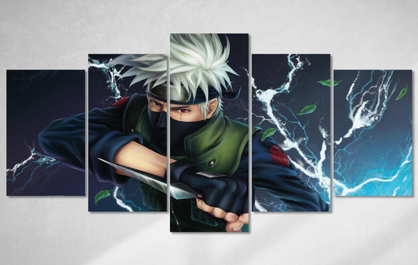 Quadro decorativo Emoldurado Kakashi Anime Naruto Arte Desenho