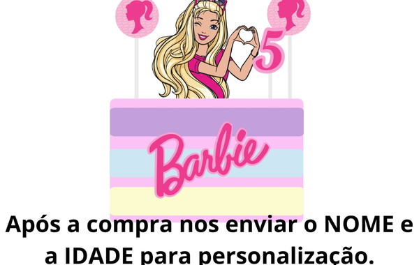 Topper de Bolo Barbie  Elo7 Produtos Especiais