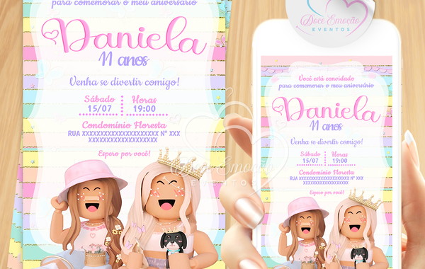 Convite Roblox Meninas  Elo7 Produtos Especiais