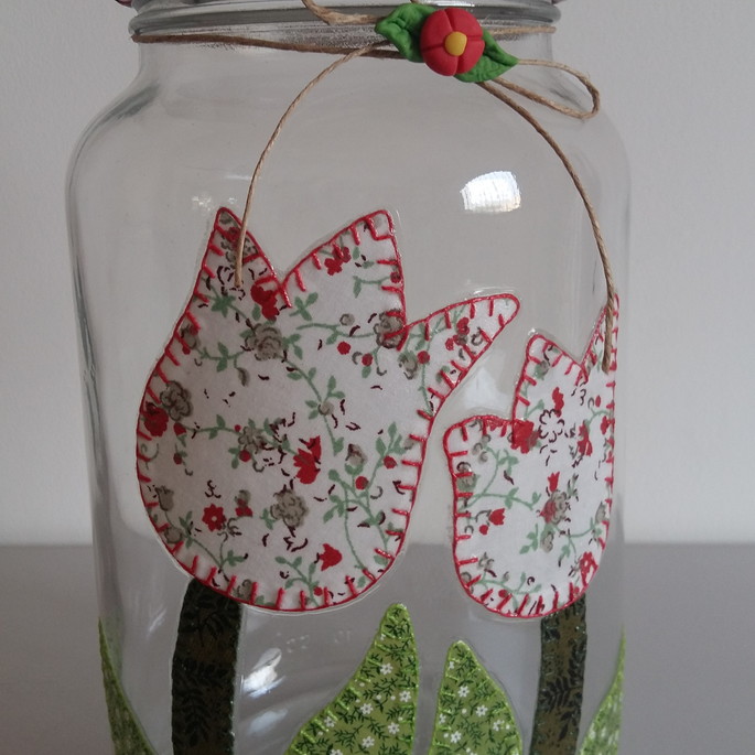 Imagem 4 - Pote patchwork tulipas tecido
