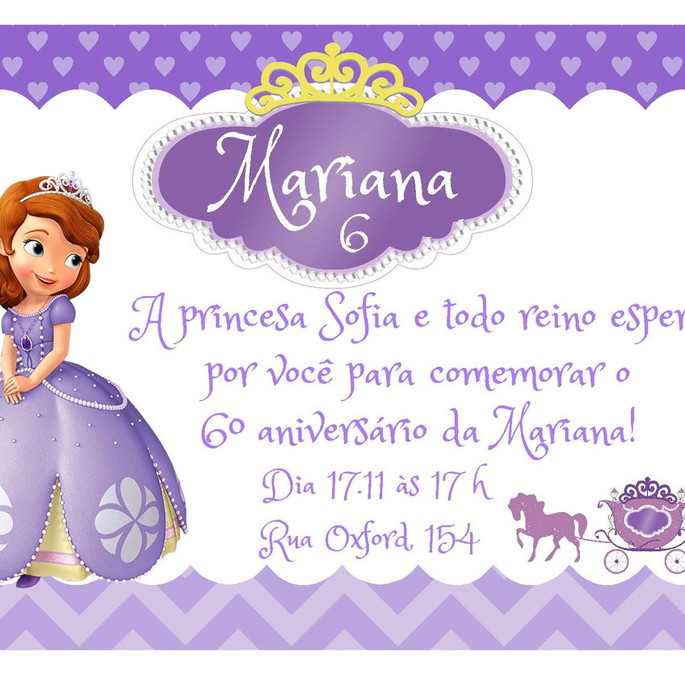 Imagem 1 - Convite - Tema Princesa Sofia