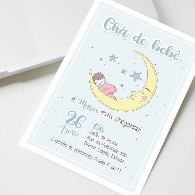 Imagem 1 - Convite digital Lua e Bebê