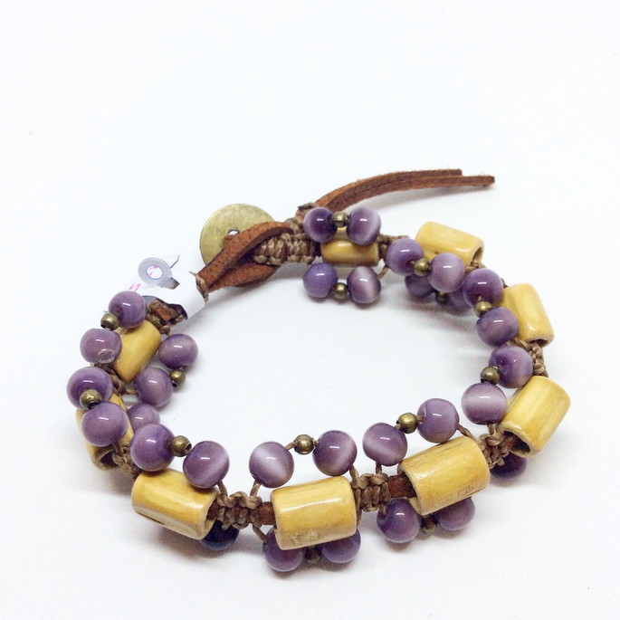 Imagem 1 - Pulseira em macramé com bambu