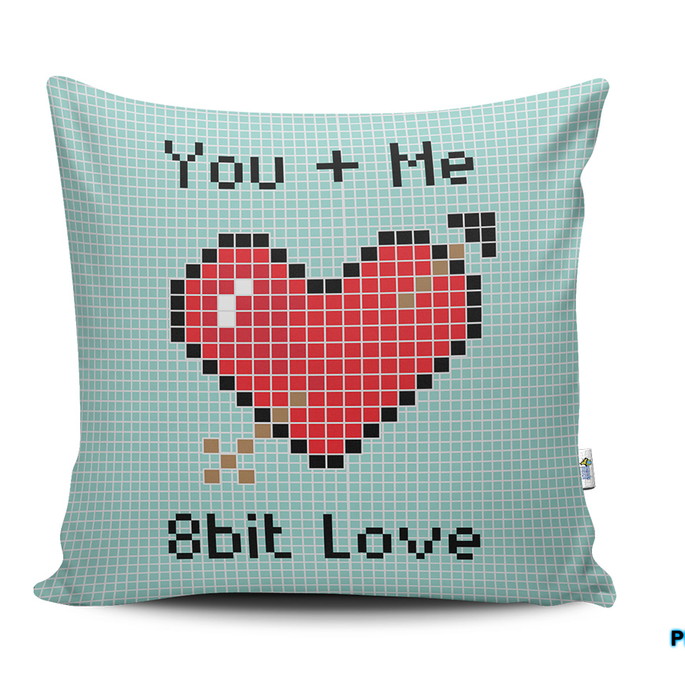 Imagem 1 - Almofada 40x40 You + Me 8bit Love Geek Nerd Pixels