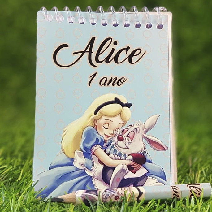 Imagem 1 - Bloquinho com Mini Lápis Personalizado Alice