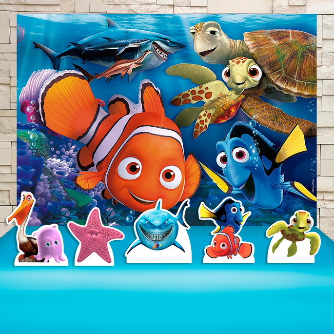 Imagem 1 - Kit Festa Prata Painel + Display Procurando Nemo