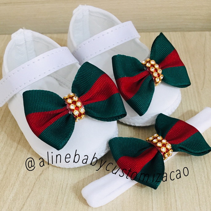 Imagem 1 - Kit Sapato com faixa branco com laço