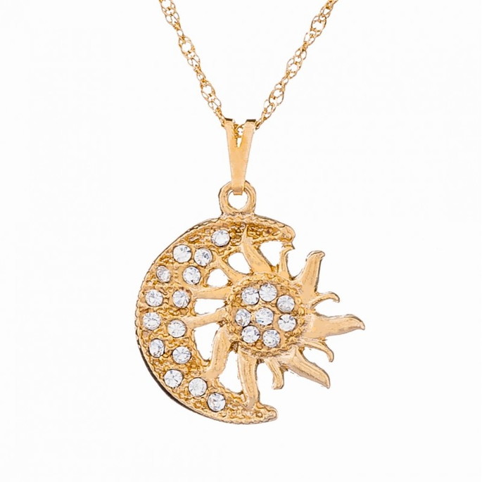 Imagem 1 - Gargantilha Sol e Lua com Strass (22mm)