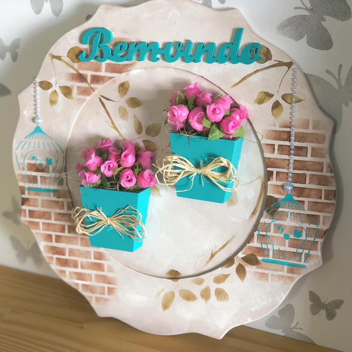 Imagem 2 - Placa Bem-vindo Com Flores