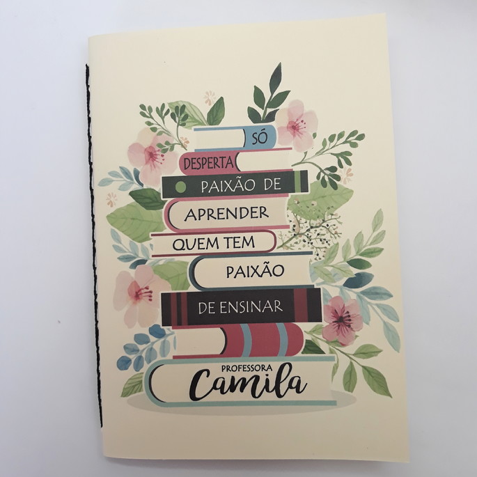 Imagem 1 - Caderno Personalizado Professor Livros e Flores A5