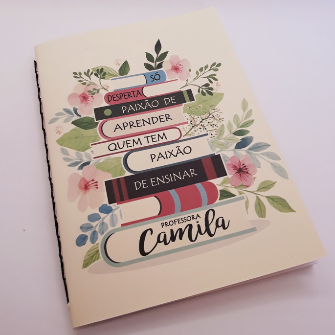 Imagem 2 - Caderno Personalizado Professor Livros e Flores A5