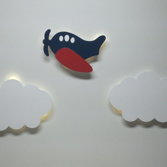 Imagem 1 - Kit Avião com Luz de Led + 2 Nuvem com Luz Led Quarto Bebe