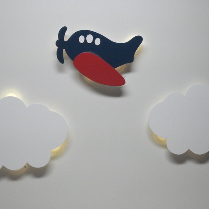 Imagem 2 - Kit Avião com Luz de Led + 2 Nuvem com Luz Led Quarto Bebe