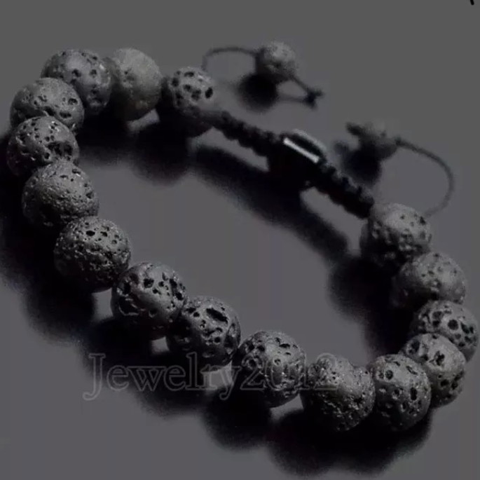 Imagem 1 - Pulseira Shambala Masculina Feminina Pedra Vulcanica 8mm