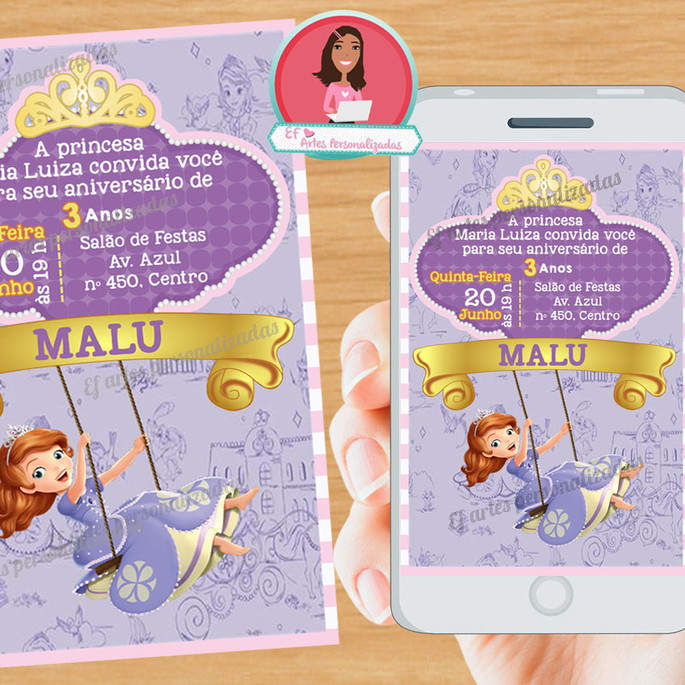 Imagem 1 - Convite Princesa Sófia - (DIGITAL)