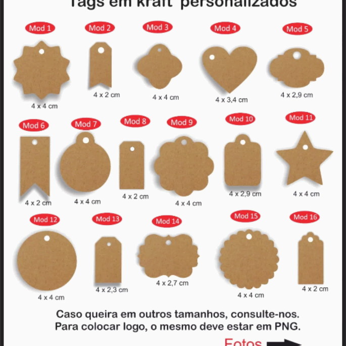 Imagem 1 - 100 Tag Personalizada em Kraft para Lembrancinha