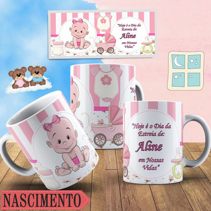 Imagem 1 - Caneca de polímero Personalizada Nascimento Menina