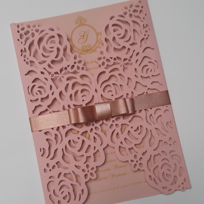 Imagem 1 - Convite Envelope Rendado Floral Rosas