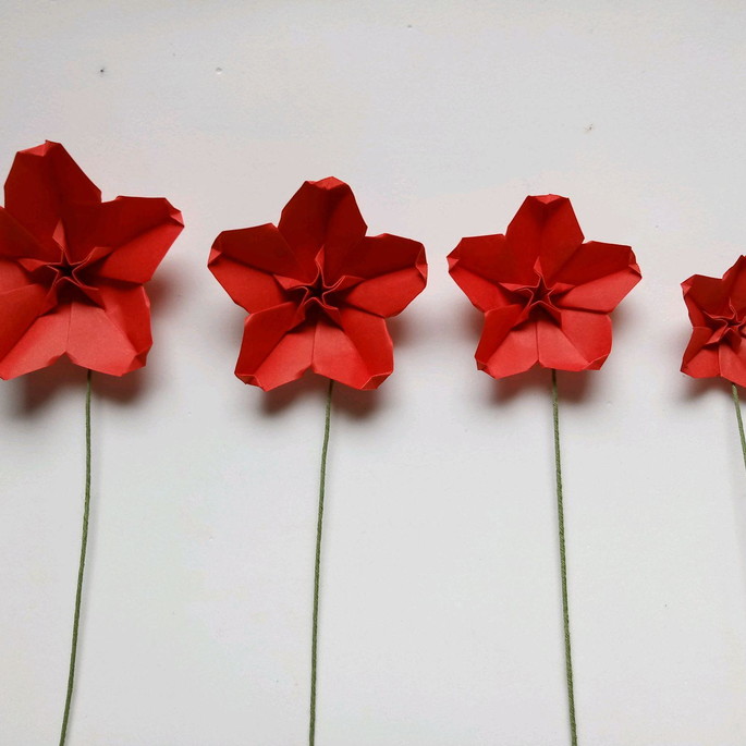 Imagem 3 - Flor de Cerejeira com Caule | Flores | Decoração em Origami