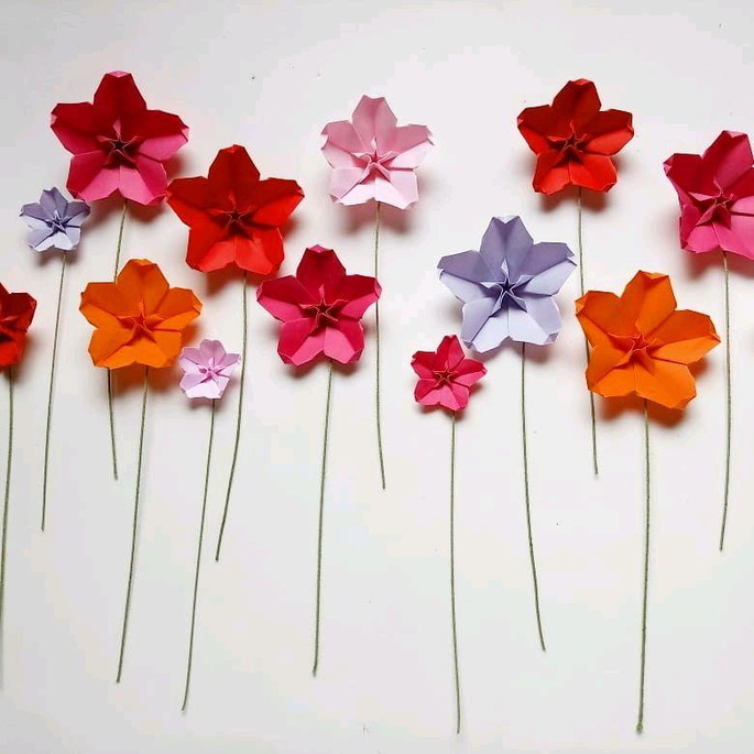 Imagem 2 - Flor de Cerejeira com Caule | Flores | Decoração em Origami