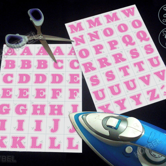 Imagem 1 - 2 Folhas 20x28cm Letras 3cm Termocolantes Rosa p/ Nomes