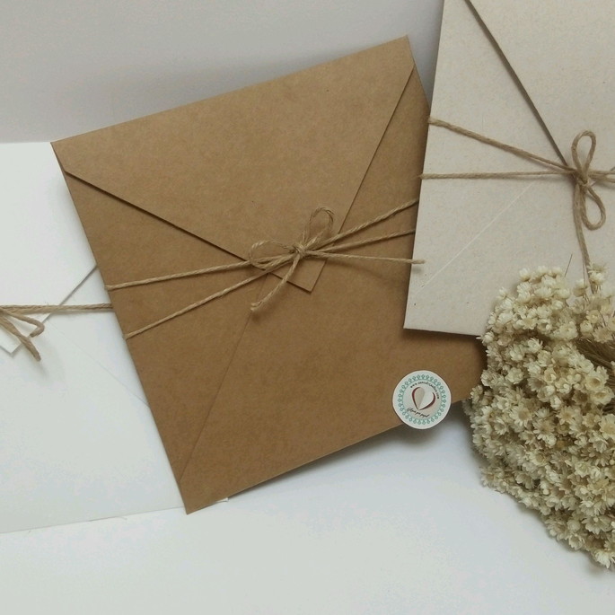 Imagem 5 - Convite Casamento 17x17 Rustico Tradicional Kraft Reciclato