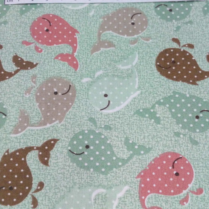 Imagem 1 - Kit Tricoline patchwork Baleias