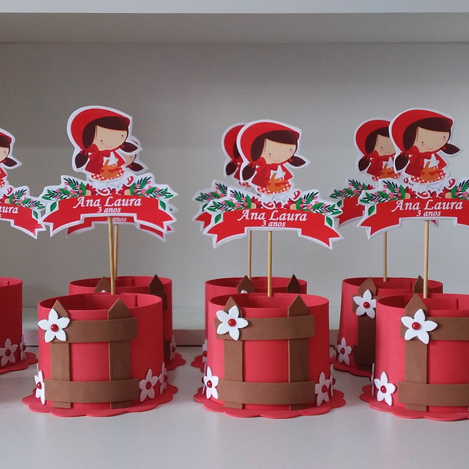 Imagem 1 - Kit com 10 Enfeite de Mesa Chapeuzinho Vermelho - Mod2