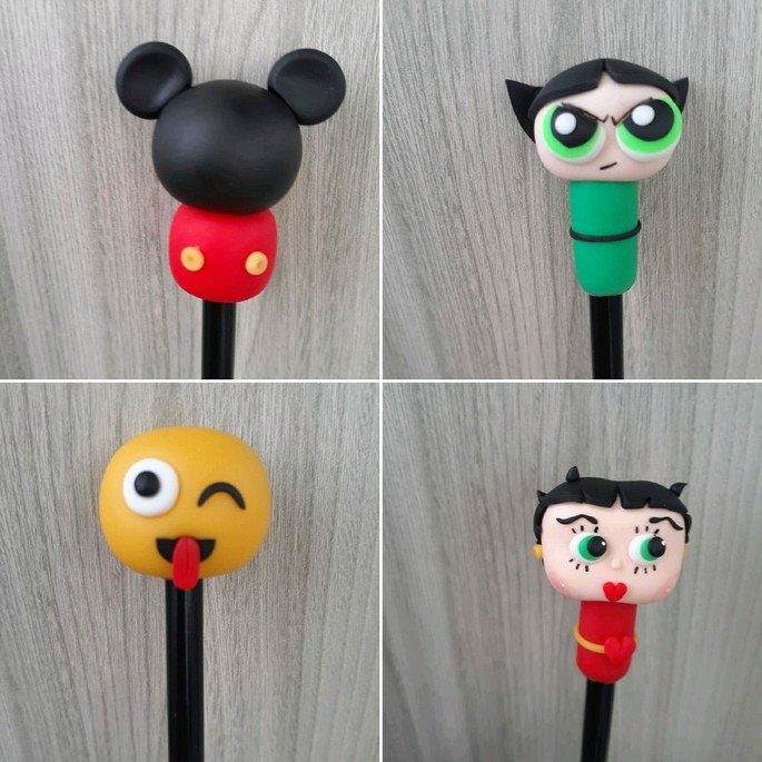 Imagem 1 - Lápis com Ponteiras Desenho Lembrancinhas Biscuit