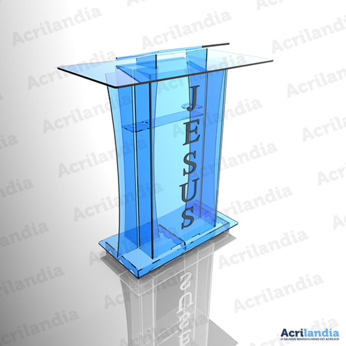 Imagem 1 - Púlpito de Acrílico Azul Mod. Ester com LED