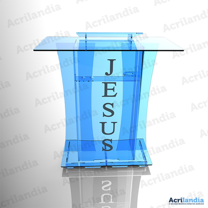 Imagem 2 - Púlpito de Acrílico Azul Mod. Ester com LED