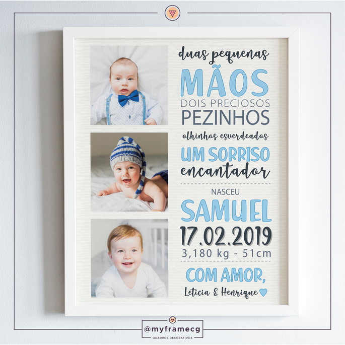 Imagem 1 - Quadro Nascimento Com Informações Do Bebê com Moldura